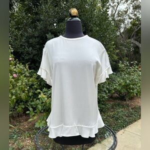 Kate Spade flutter sleeve and ruﬄe trim blouse - size S